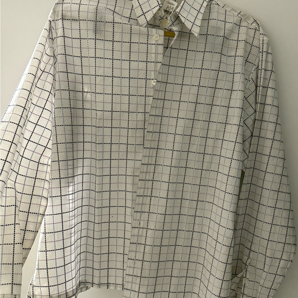 Neiman Marcus White and Blue Grid Shirt